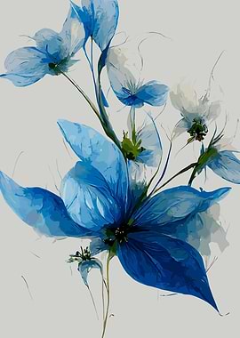 Blue Watercolor Flowers