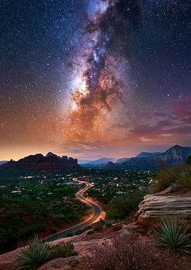 Milky Way Over Sedona Landscape