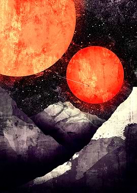 Cosmic Landscape with Planets and Mountains