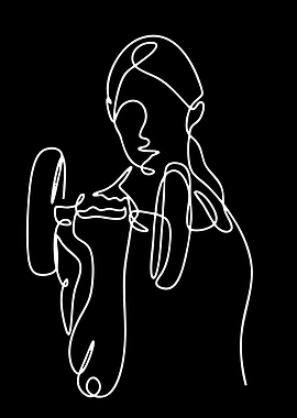 Woman lifting weights, minimalist line art