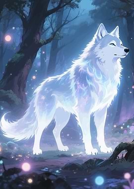 Spirit Wolf in Enchanted Forest