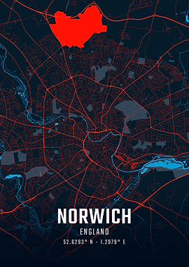 Norwich England City Map