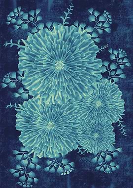Blue Floral Arrangement with Textured Background