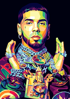 Anuel AA Pop Art Portrait