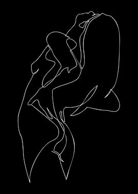 Abstract White Line Art on Black