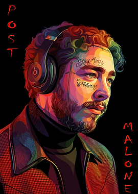 Post Malone Portrait with Headphones
