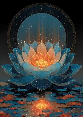 Glowing Lotus Flower in Water