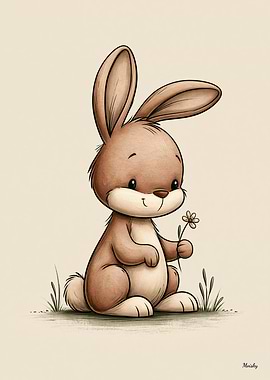 Cute Bunny Scandinavian Nursery Animal Illustration