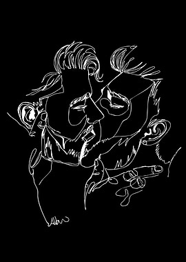 Abstract Line Art of Two Faces