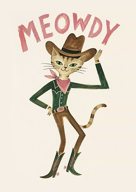 Cowboy Cat Wall Print