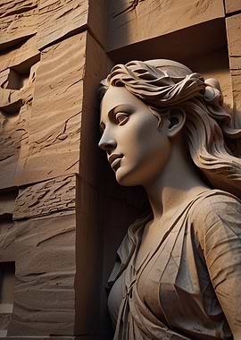 Stone Sculpture of a Woman's Bust