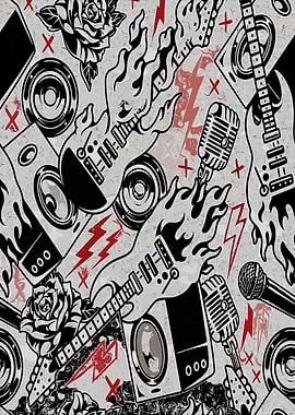 Rock and Roll Music Theme Pattern