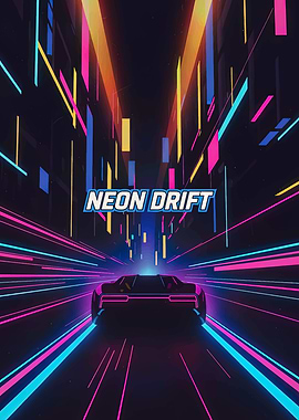 Neon Drift Car in Cyberpunk City
