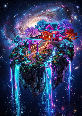 Floating Island Shrine in Nebula