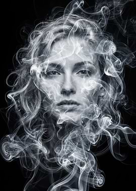 Woman's Face Emerging from Smoke