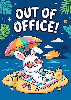 A bunny animal on an out-of-office beach vacation