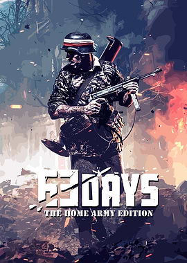 Soldier with Submachine Gun in War Zone
