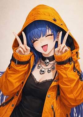 Anime Girl in Orange Hoodie