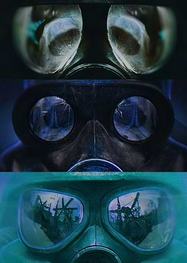 Post-apocalyptic Gas Mask Triptych
