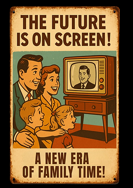 Retro Family Watching Television