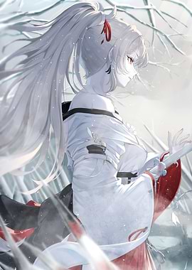 Anime Girl in Winter Kimono