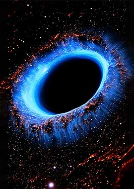 Cosmic Black Hole with Blue Nebula