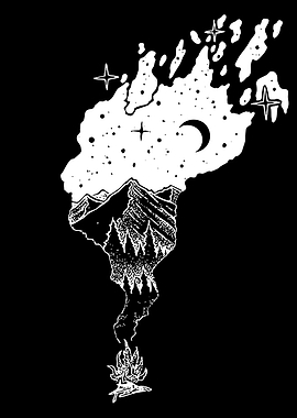 Campfire Smoke Transforms into Night Sky