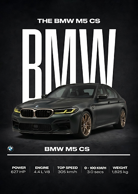 darck color BMW M5 CS car Poster