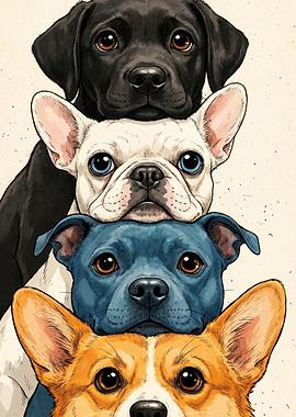 Stack of Adorable Dogs