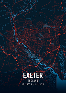 Exeter England City Map