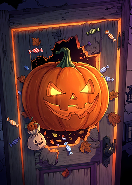 Halloween Pumpkin Doorway with Candy