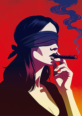 Woman Smoking Blindfolded