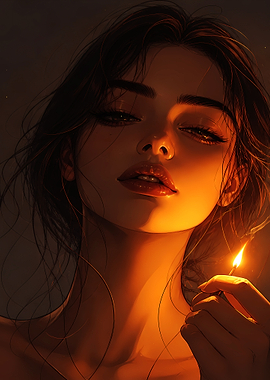 Woman with a lit match