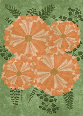 Orange Flowers and Ferns