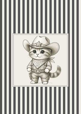 Cute Cowboy Kitten Illustration