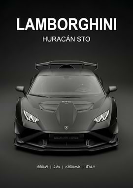 matte black Lamborghini Huracán STO poster