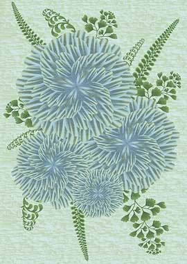 Abstract Floral Arrangement with Ferns