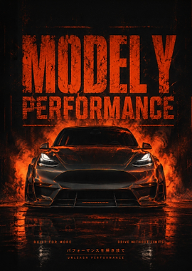 Tesla Model Y Performance Car Flames
