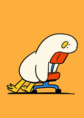 Cartoon character on office chair