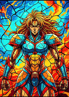 Anime Stained Glass Warrior