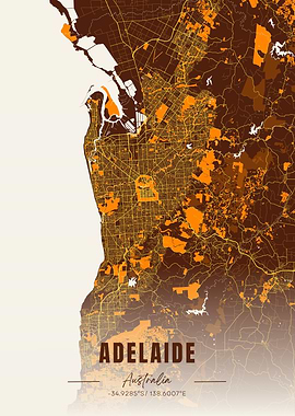 Adelaide Australia Map Art