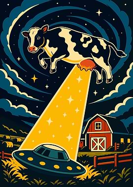 Cow Abducted by UFO over Farm