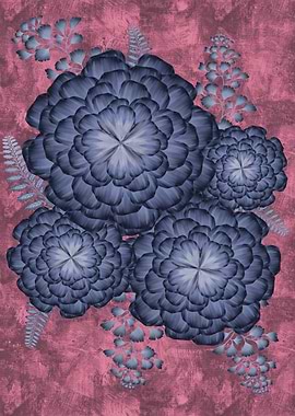Blue Floral Arrangement on Pink Textured Background
