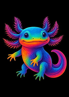 Rainbow Axolotl Illustration