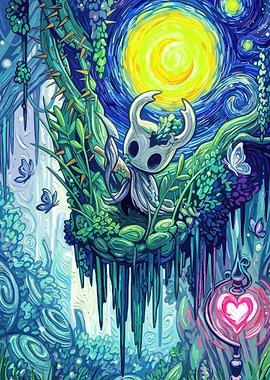 Hollow Knight in Starry Night Style