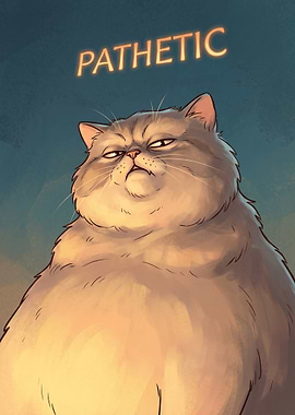 Pathetic Cat with Grumpy Expression