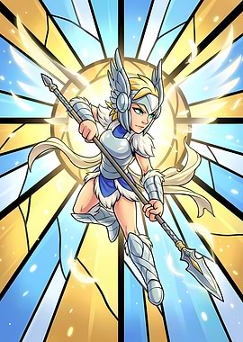 Brynn Brawlhalla Stained Glass Warrior - Digital Art Poster