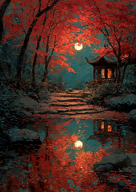Autumn Pagoda Reflection