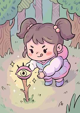 Magic Girl - Glowing Eye Wand Forest