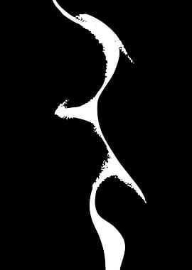 Abstract white swirl on black background
